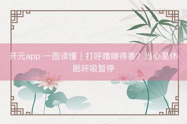 开元app 一图读懂｜打呼噜睡得香？当心是休眠呼吸暂停