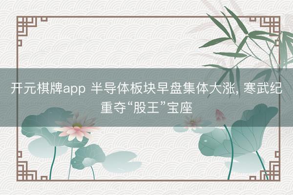 开元棋牌app 半导体板块早盘集体大涨, 寒武纪重夺“股王”宝座