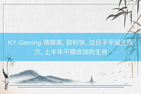 KY Gaming 情商高, 获利快, 过日子平缓无压力, 上半年不错收效的生肖